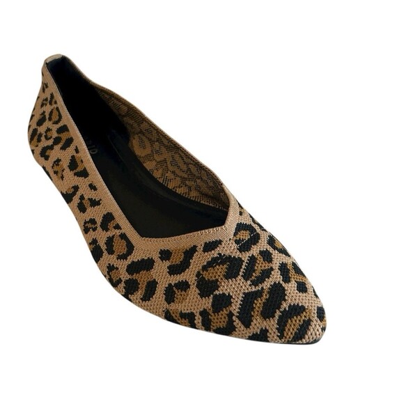 Torrid Leopard Stretch Knit Brown Pointed Toe Ballet Flat Womens Wide 9.5WW - Picture 1 of 16